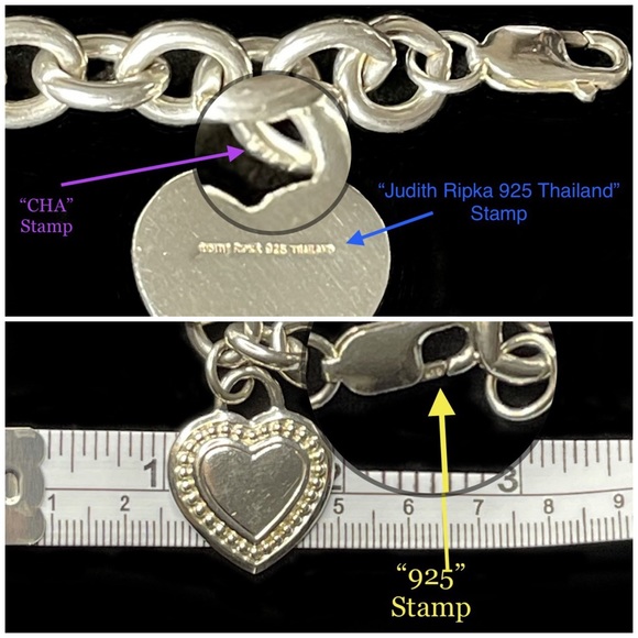 Judith Ripka Sterling Silver Bracelet with Heart Charm - Picture 5 of 10